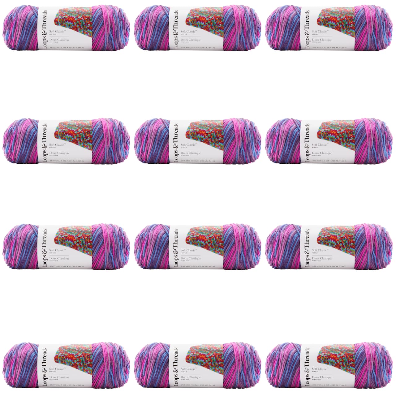 12 Pack: Soft Classic™ Multi Ombre Yarn by Loops & Threads®